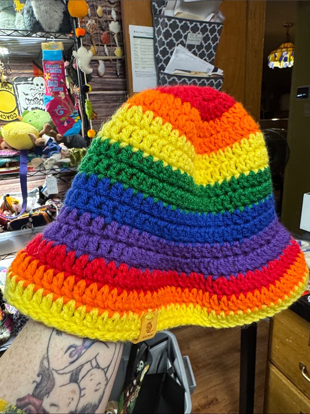 Handmade Rainbow Crochet Bucket Hat